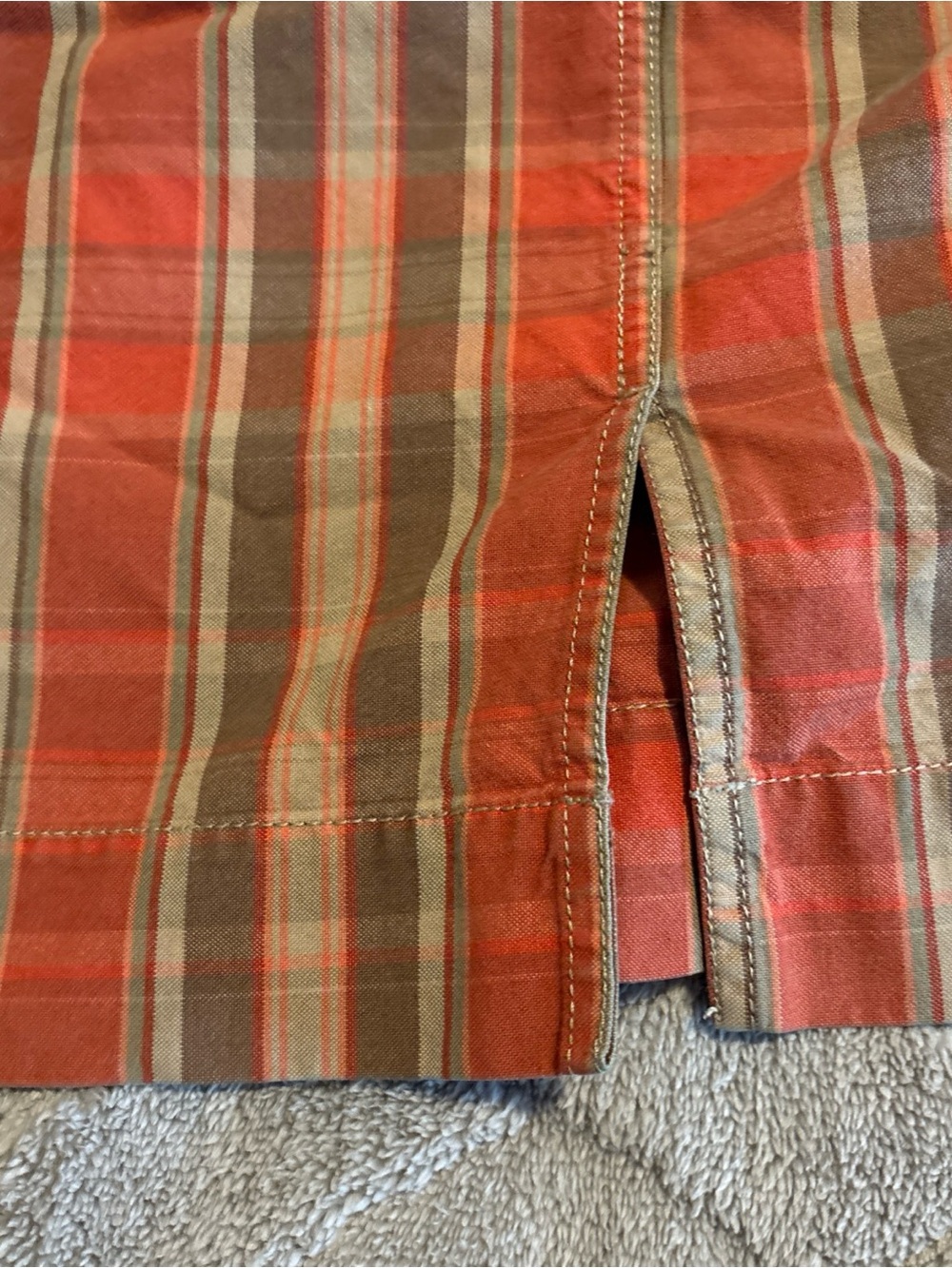 Eddie Bauer Cargo Skirt Womens Orange Green Plaid Cotton Utility Y2K Gorpcore - Picture 8 of 9